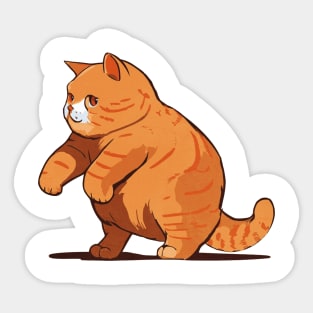 Orange cat exercising Sticker